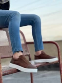 BA0104 Bağcıklı Taba Ekose Spor Klasik Erkek Ayakkabı - 1