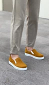 BA0339 Bağcıksız Kadife Hardal Beyaz Taban Günlük Erkek Ayakkabı thumbnail 5