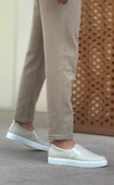 BA0339 Bağcıksız Keten Krem Beyaz Taban Günlük Erkek Ayakkabı thumbnail 7
