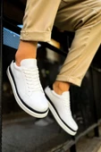 CH979 Santoni GBT Spor Erkek Ayakkabı BEYAZ/SIYAH thumbnail 1