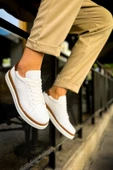 CH979 Santoni GBT Spor Erkek Ayakkabı BEYAZ/TABA - 1