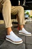 CH979 Santoni GBT Spor Erkek Ayakkabı BEYAZ/TABA - 3