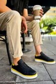 CH979 Santoni GBT Spor Erkek Ayakkabı SIYAH/SARI - 1