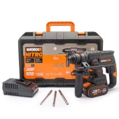 WORX WX381 20Volt 4.0Ah. 2J Li-ion Tek Akülü Şarjlı Profesyonel SDS-Plus Pnömatik Kırıcı/Delici + 3 Parça Delme Ucu - 1