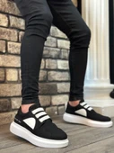 BA0302  Kalın Taban Bağcıksız Tarz Casual Siyah Beyaz Erkek Ayakkabı thumbnail 1