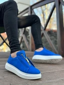 BA0310  Kalın Süet Yüksek Taban Fermuarlı Mavi Erkek Ayakkabı thumbnail 2