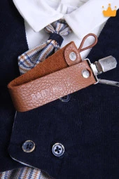 Babyhola Hakiki Deri Emzik Askısı Zinciri Özel Ambalajlı Bebek Hediyelik Taba 1072 - 2