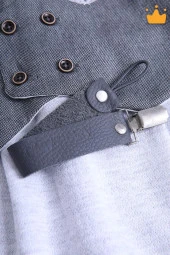 Babyhola Hakiki Deri Emzik Askısı Zinciri Özel Ambalajlı Bebek Hediyelik Antrasit 1072 - 1