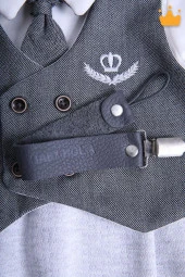 Babyhola Hakiki Deri Emzik Askısı Zinciri Özel Ambalajlı Bebek Hediyelik Antrasit 1072 - 2