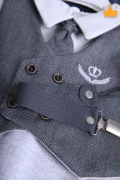 Babyhola Hakiki Deri Emzik Askısı Zinciri Özel Ambalajlı Bebek Hediyelik Antrasit 1072 - 4