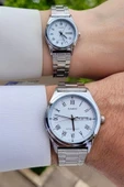Casio CSISTE33 Kadranı Beyaz Kordonu Gümüş Renk Hediye Paketli Sevgili Çift İki Kol Saati - 4