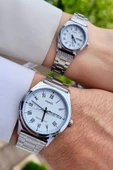 Casio CSISTE33 Kadranı Beyaz Kordonu Gümüş Renk Hediye Paketli Sevgili Çift İki Kol Saati - 3