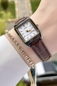 Casio CSISTE40 Kasası Gümüş Kordonu Kahverengi Renk Hediye Paketli Kadın Kol Saati - 1