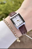 Casio CSISTE40 Kasası Gümüş Kordonu Kahverengi Renk Hediye Paketli Kadın Kol Saati - 2