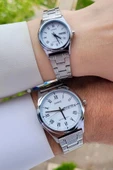 Casio CSISTE33 Kadranı Beyaz Kordonu Gümüş Renk Hediye Paketli Sevgili Çift İki Kol Saati - 2