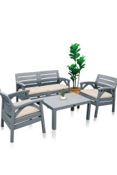 Violet Marbella Gri  4 Kişilik Minderli Oturma Grubu thumbnail 1
