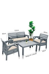 Violet Marbella Gri  4 Kişilik Minderli Oturma Grubu thumbnail 3