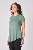 Kadın Oversize Bisiklet Yaka Kısa Kollu Tişört  XS Bazalt Gri thumbnail 2