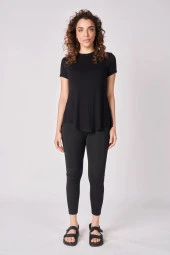 Kadın Oversize Bisiklet Yaka Kısa Kollu Tişört  2XL Siyah thumbnail 5