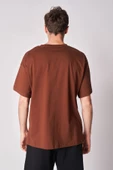 Erkek %100 Pamuk Oversize Kısa Kollu Bisiklet Yaka Tişört - 5
