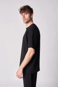 Erkek %100 Pamuk Oversize Kısa Kollu Bisiklet Yaka Tişört - 3