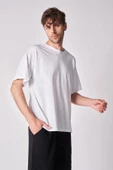 Erkek %100 Pamuk Oversize Kısa Kollu Bisiklet Yaka Tişört - 7