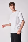 Erkek %100 Pamuk Oversize Kısa Kollu Bisiklet Yaka Tişört - 8