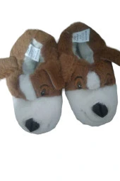 kahve panduf köpek desenli - 2