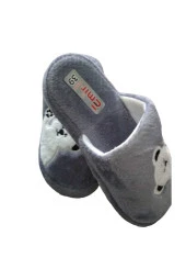 Peluş panda desenli ev terliği gri - 2