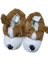 kahve panduf köpek desenli - 1