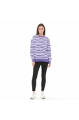 KADIN ÇİZGİLİ OVERSIZE SWEAT - 1