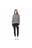 KADIN ÇİZGİLİ OVERSIZE SWEAT - 3