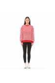 KADIN ÇİZGİLİ OVERSIZE SWEAT - 6