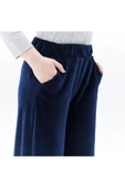 Kadın Oversize Bol Paça Pantolon Lacivert - 4