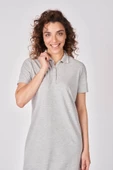 Kadın Polo Yakalı Kısa Kollu Elbise Gri Melanj - 3