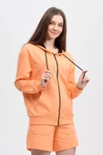 Kadın Kapüşonlu Fermuarlı Sweatshırt Oranj - 6