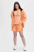 Kadın Kapüşonlu Fermuarlı Sweatshırt Oranj - 2
