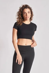 Kadın %100 Pamuklu Kısa Kollu Crop - 1