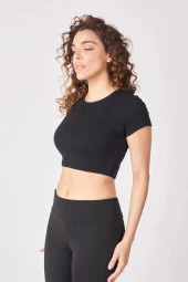 Kadın %100 Pamuklu Kısa Kollu Crop - 2