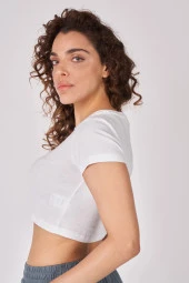 Kadın %100 Pamuklu Kısa Kollu Crop - 6