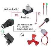 Adaptörlü Motor Pervane Buzzer Led Elektrik Deney Seti - Öğrenci Elektrik Devresi - 2