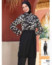 Adasea 1423 Nadıne Siyah Tasarım Tam Kapalı Tesettür Mayo thumbnail 4