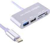 Type-C Usb C 3.1 Kart Okuyucu 2 Usb 3.0 Hub Micro Usb Şarj Girişi - 1