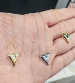 Taşsız Gümüş Kalp Kolye - Gold Renk - 2