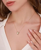 Taşsız Gümüş Kalp Kolye - Gold Renk - 1