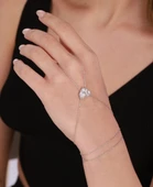 Büyük Damla Taşlı Kalp Gümüş Şahmeran Bileklik thumbnail 6