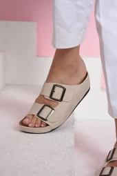 Albishoes Kadın Rahat Yumuşak Taban Çift Bant Tokalı Anne Ev & Dışarı Günlük Anatomik Kadın Terlik - 2