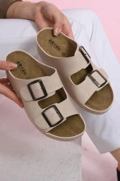 Albishoes Kadın Rahat Yumuşak Taban Çift Bant Tokalı Anne Ev & Dışarı Günlük Anatomik Kadın Terlik - 3