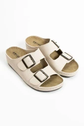 Albishoes Kadın Rahat Yumuşak Taban Çift Bant Tokalı Anne Ev & Dışarı Günlük Anatomik Kadın Terlik - 4