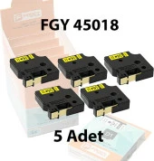 Foogy Dymo D1 Muadili Etiket Plastik Sarı - 12 mm x 7 mt - 45018 - Eko Paket 5'li thumbnail 1